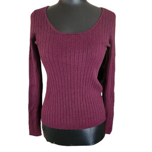 Halogen Women's Ribbed Burgundy Sweater Size XS